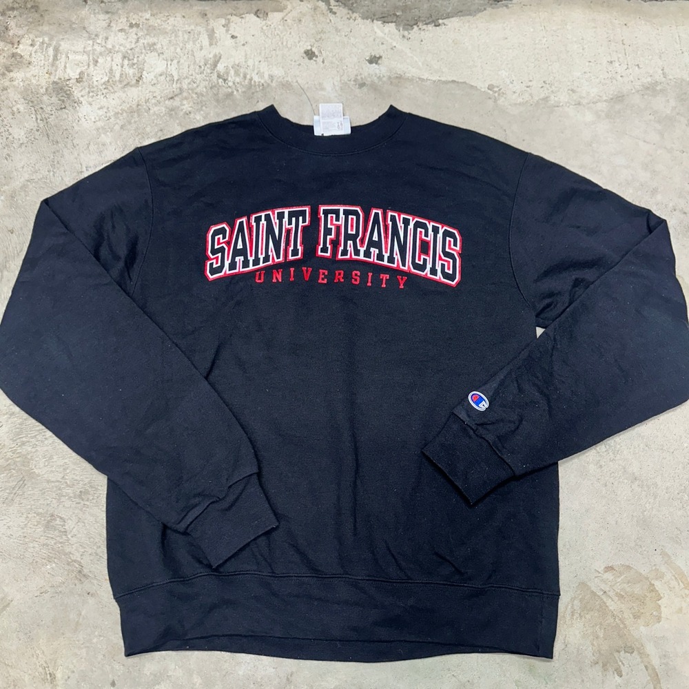 Champion Saint Francis University Black Sweatshirt Crewneck Pullover Size M‎
